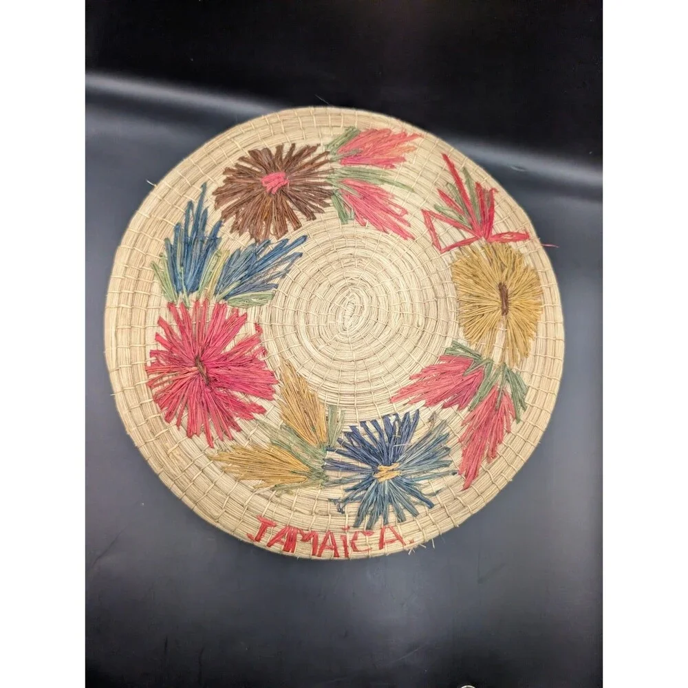 Vintage Woven Basket With Lid Jamaica